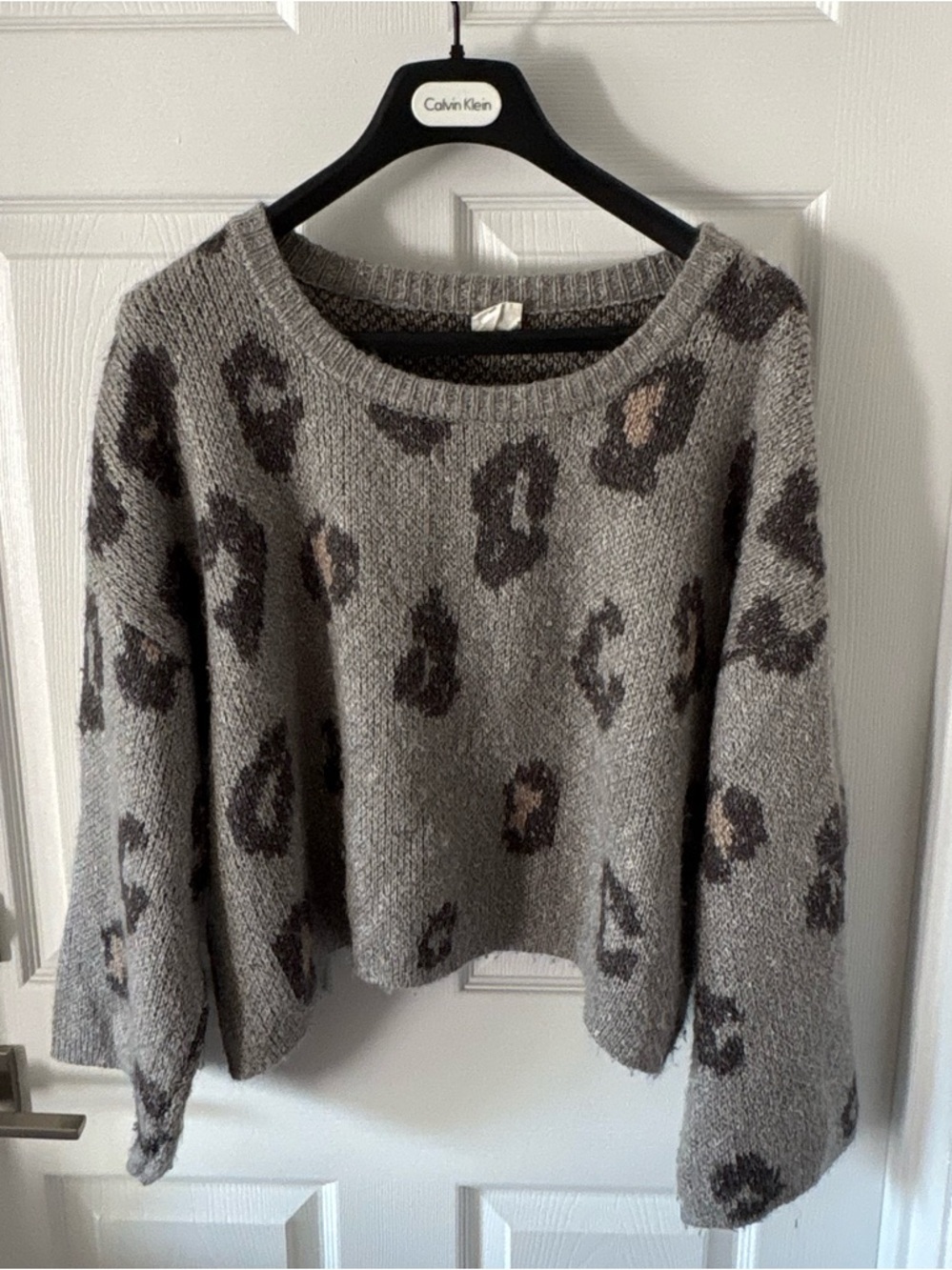 By Together Neutral Leopard Print, Boho Chic Sweater Size S